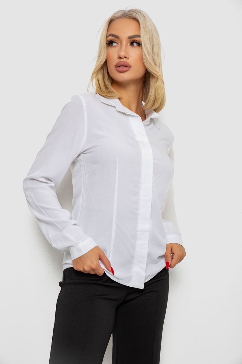 Блуза класична, колір білий, 230R08-2 - Зображення 3