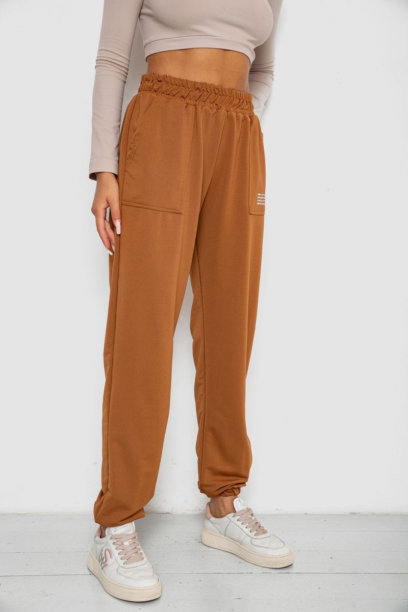 Спортивні штани жіночі, колір коричневий, 238R5052-5 - Зображення 3