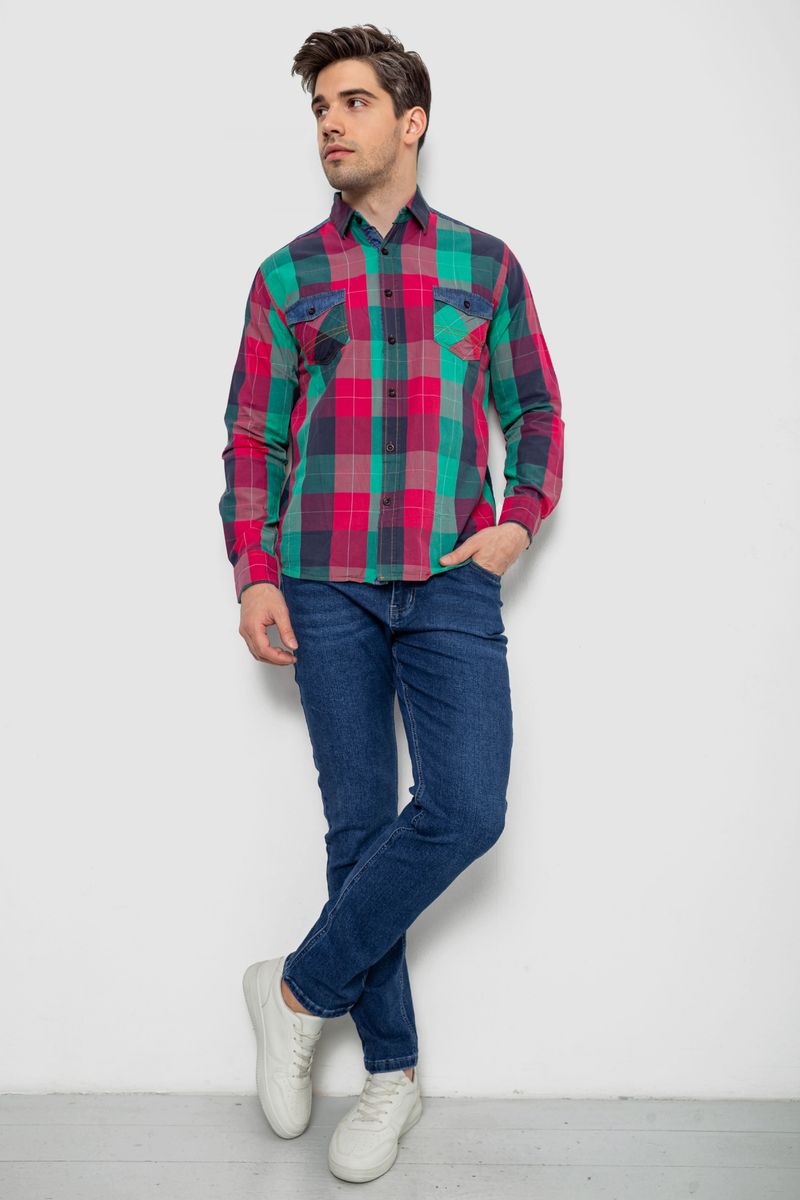 Сорочка чоловіча в клітинку, колір малиновий, 214R0743