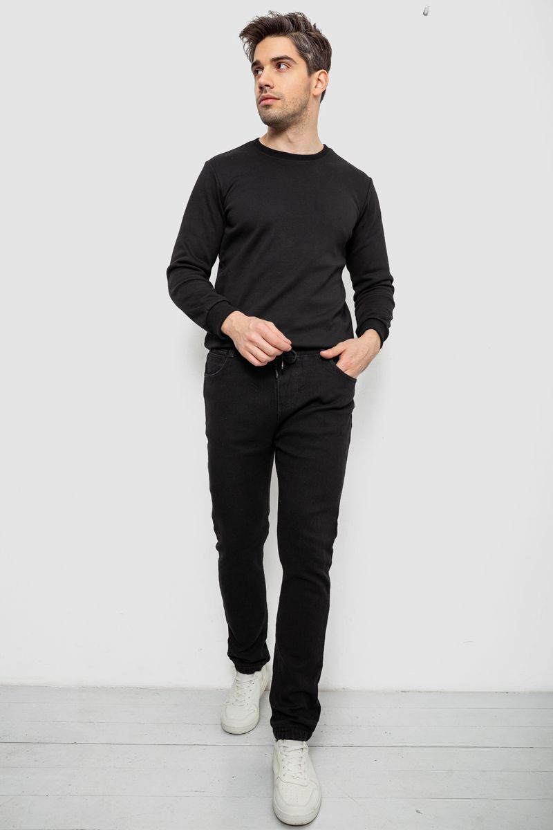 Джинси чоловічі на ризинці утеплені, колір чорний, 244R663