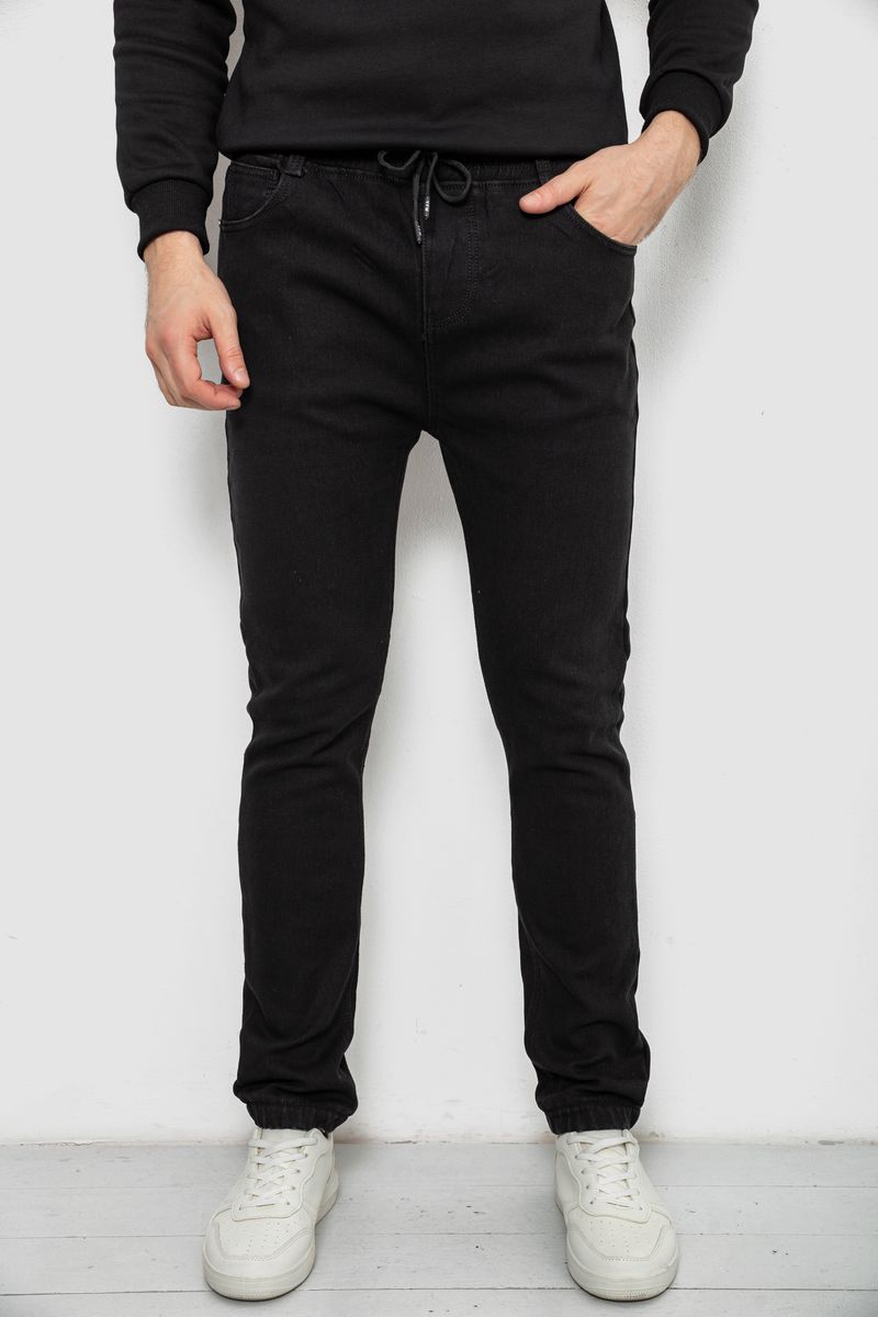 Джинси чоловічі на ризинці утеплені, колір чорний, 244R663