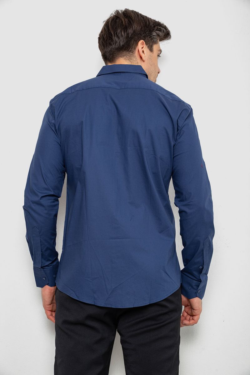 Сорочка чоловіча однотонна, колір синій, 214R7466 - Зображення 4