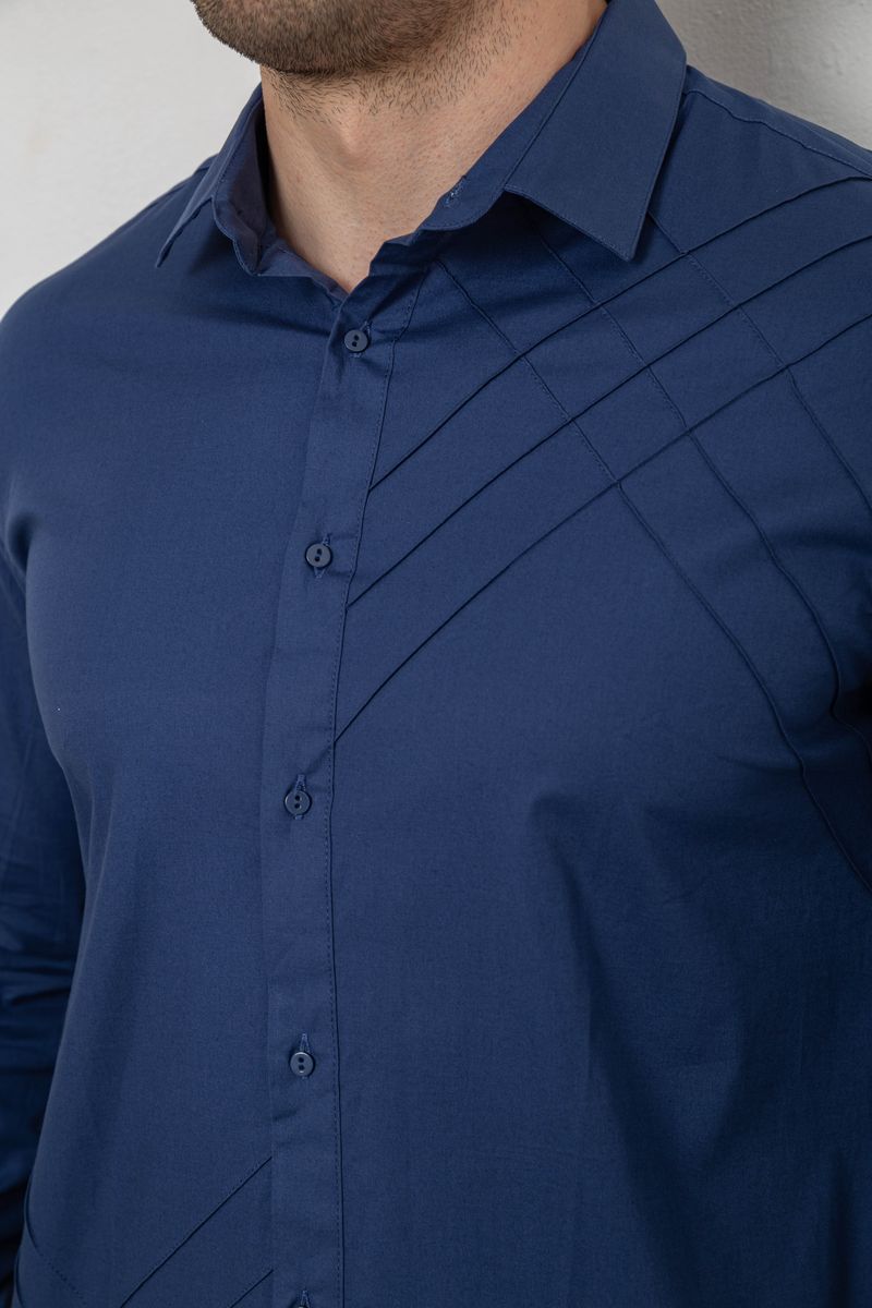 Сорочка чоловіча однотонна, колір синій, 214R7466 - Зображення 5