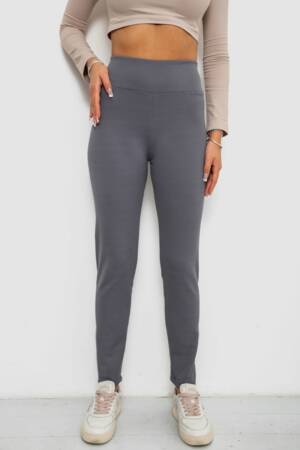 Лосини в рубчик на флісі, колір сірий, 244R1709