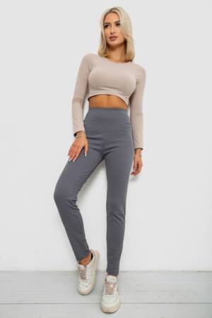 Лосини в рубчик на флісі, колір сірий, 244R1709