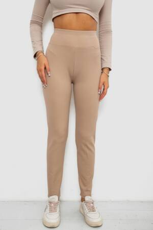 Лосини в рубчик на флісі, колір бежевий, 244R1709