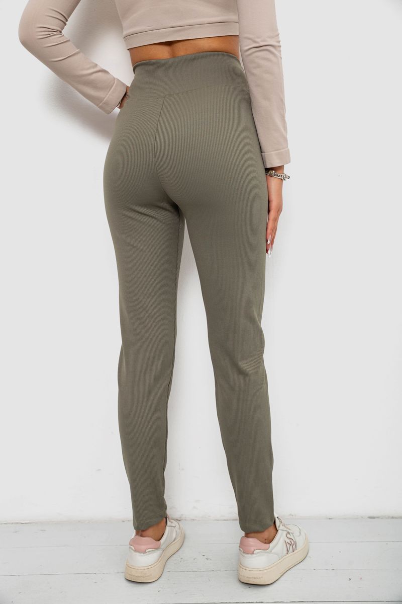 Лосини в рубчик на флісі, колір хакі, 244R1709 - Зображення 4
