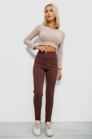 Лосини в рубчик на флісі, колір шоколадний, 244R1709