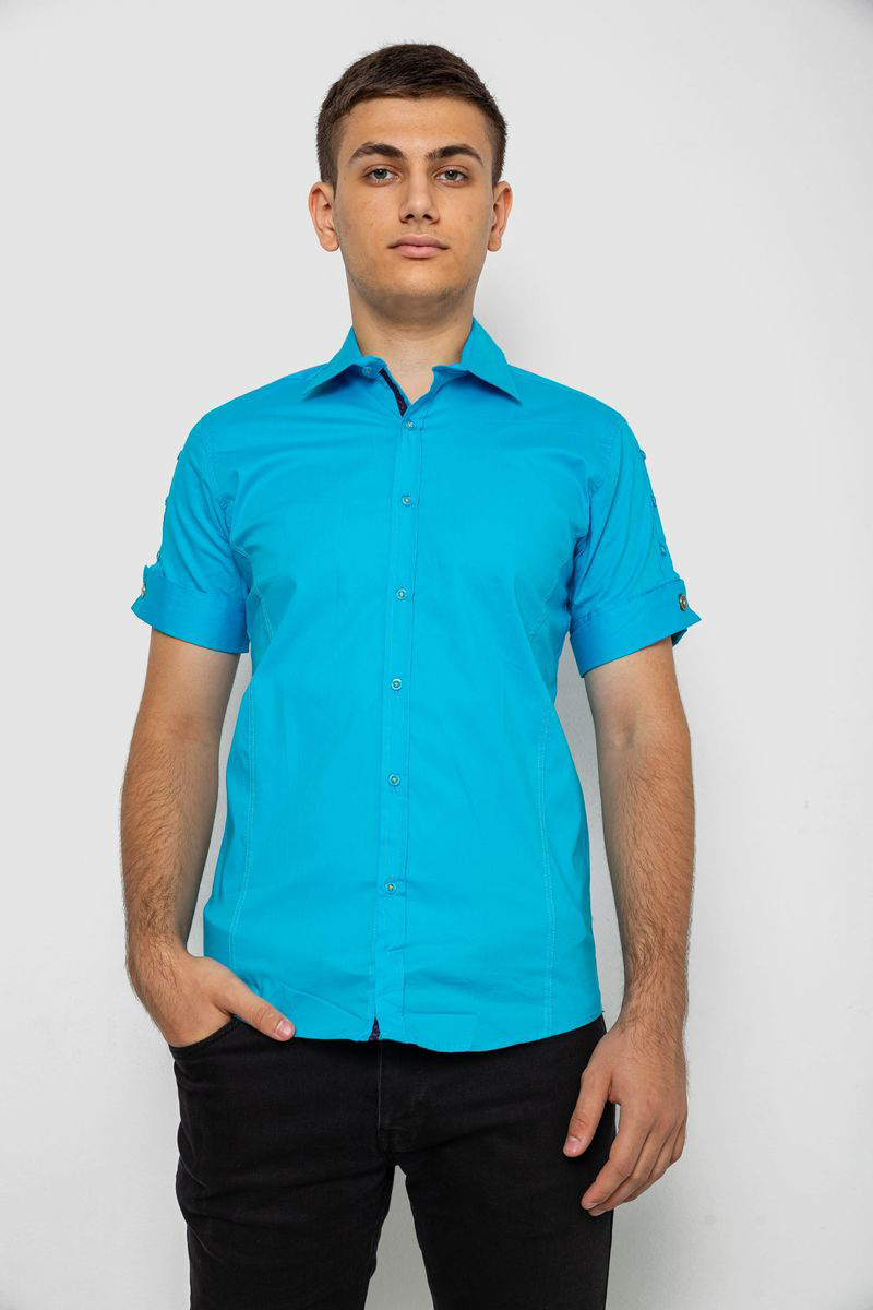 Сорочка чоловіча однотонна, колір бірюзовий, 214R5003