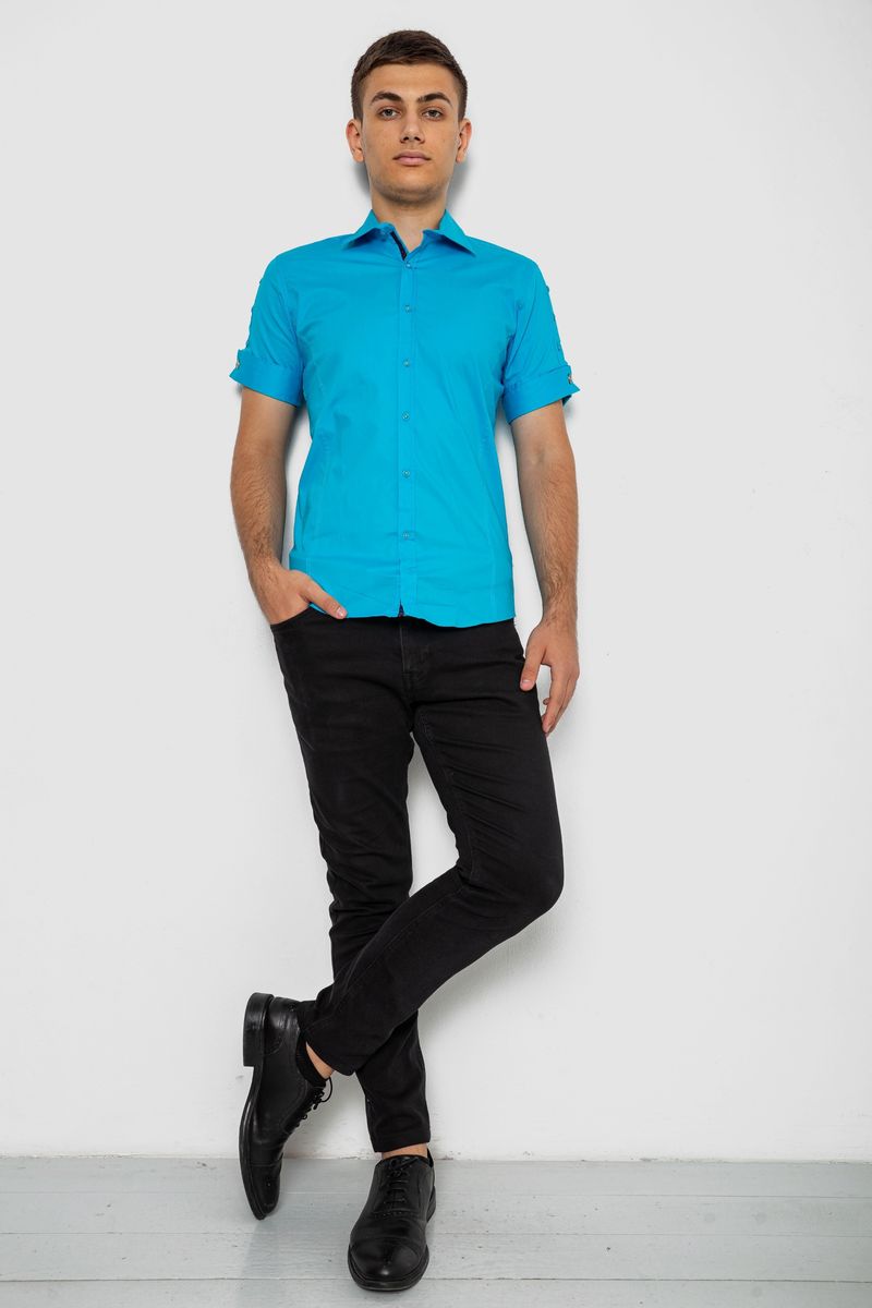 Сорочка чоловіча однотонна, колір бірюзовий, 214R5003