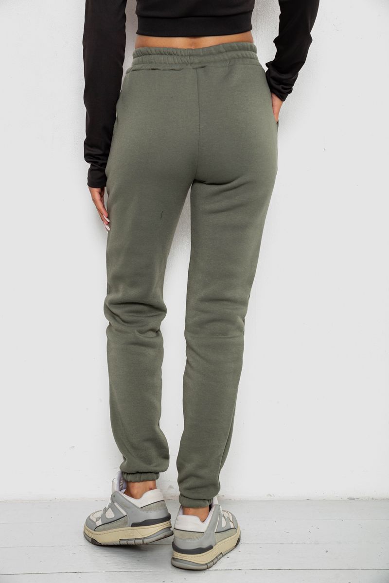 Спортивні штани жіночі на флісі, колір хакі, 238R58641-3 - Зображення 4