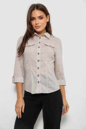 Сорочка жіноча однотонна, колір світло-бежевий, 230R068-6