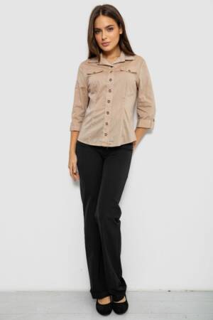 Сорочка жіноча однотонна, колір бежевий, 230R068-6
