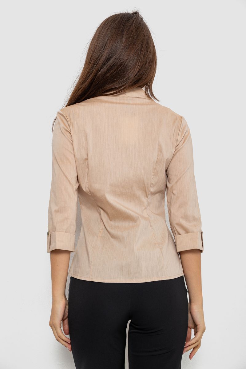 Сорочка жіноча однотонна, колір бежевий, 230R068-6 - Зображення 4