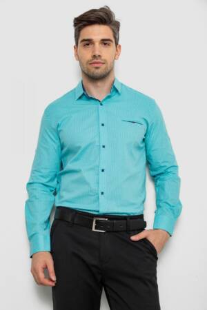 Сорочка чоловіча з принтом, колір бірюзовий, 214R7170-1