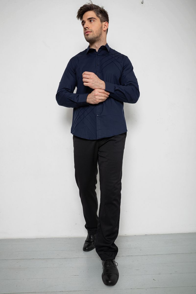 Сорочка чоловіча однотонна, колір синій, 214R7466-1