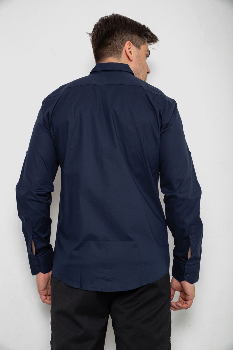 Сорочка чоловіча однотонна, колір синій, 214R7466-1 - Зображення 4
