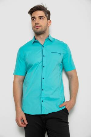 Сорочка чоловіча однотонна, колір бірюзовий, 214R7119