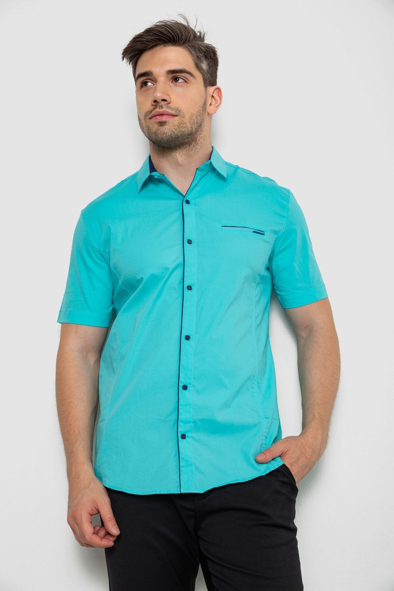 Сорочка чоловіча однотонна, колір бірюзовий, 214R7119