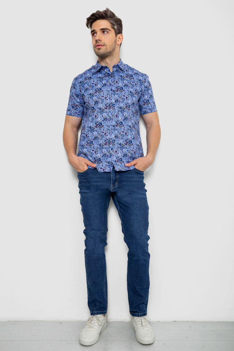 Сорочка чоловіча з принтом, колір джинс, 214R6917-10