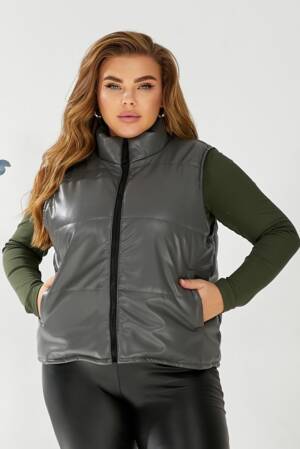 Жилет жіночий демісезонний екошкіра, колір сірий, 257R68