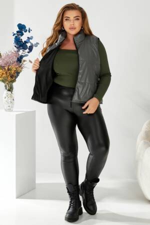 Жилет жіночий демісезонний екошкіра, колір сірий, 257R68