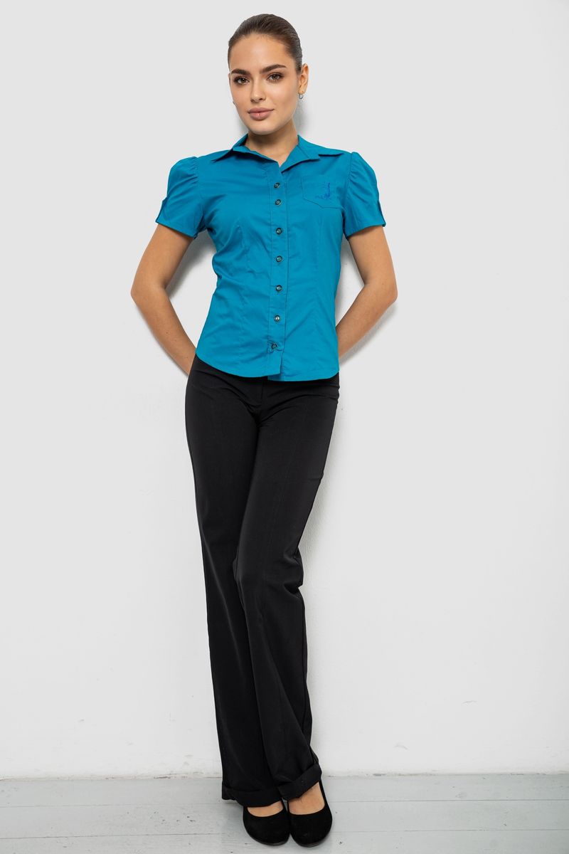 Сорочка жіноча однотонна, колір бірюзовий, 230R070