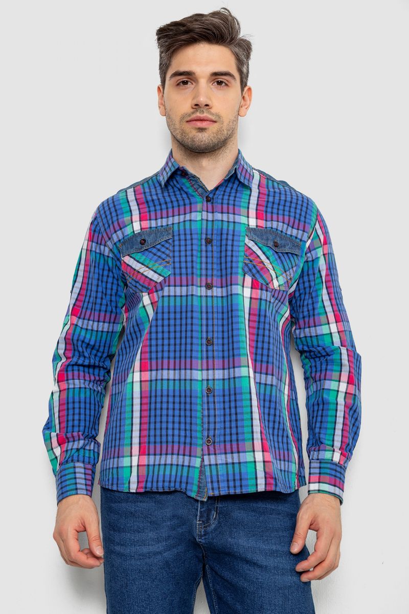 Сорочка чоловіча в клітинку, колір різноколір, 214R0743-1