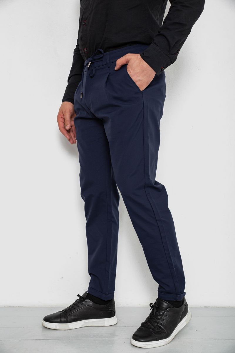 Штани чоловічі класичні однотонні, колір синій, 157RU02-006