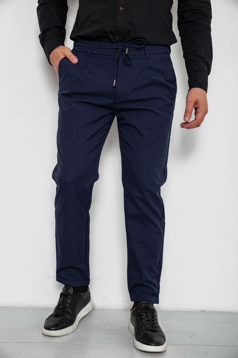 Штани чоловічі класичні однотонні, колір синій, 157RU02-006