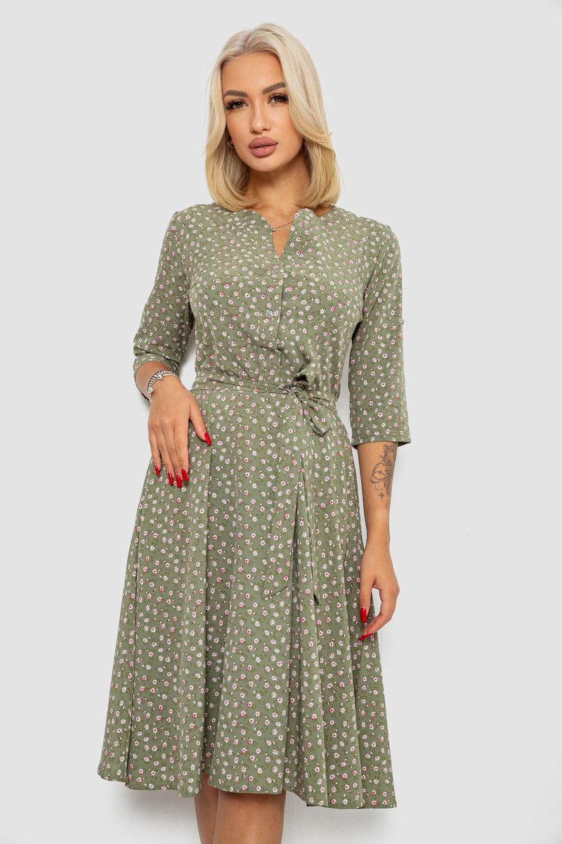 Сукня софт з принтом, колір оливковий, 230R1011-5