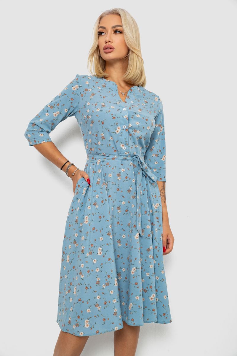 Сукня софт з принтом, колір джинс, 230R1011-5