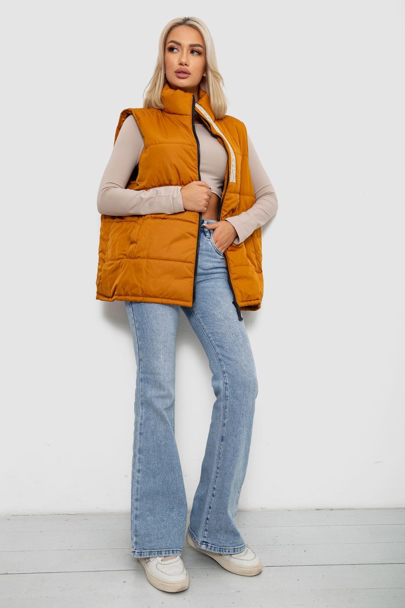 Жилет жіночий демісезонний, колір коричневий, 257R95 - Зображення 2