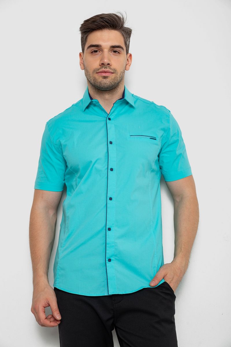 Сорочка чоловіча однотонна, колір бірюзовий, 214R7119-1