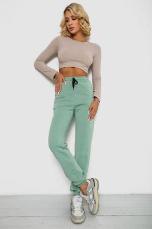 Спортивні штани жіночі на флісі, колір м’ятний, 238R57011