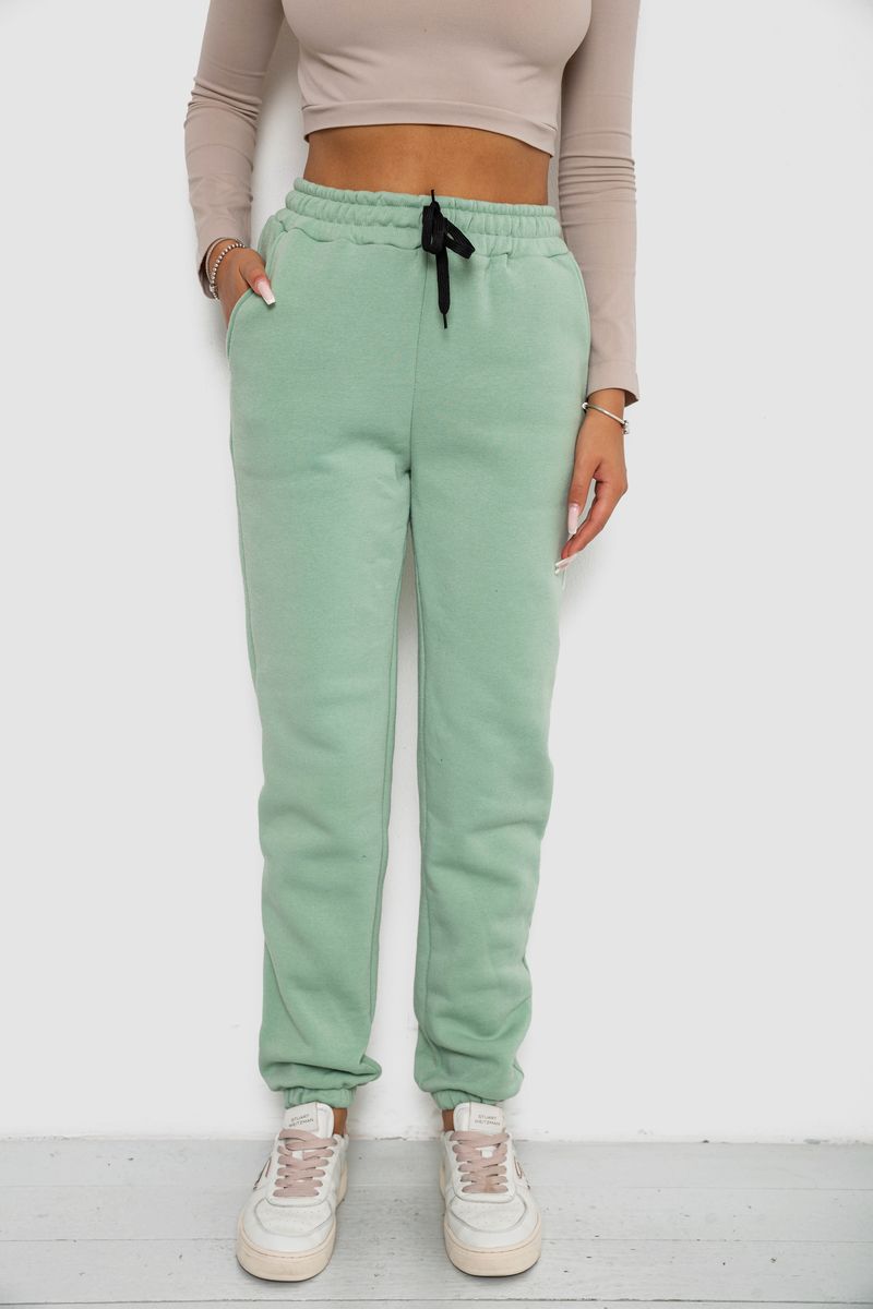 Спортивні штани жіночі на флісі, колір світло-м’ятний, 238R57011
