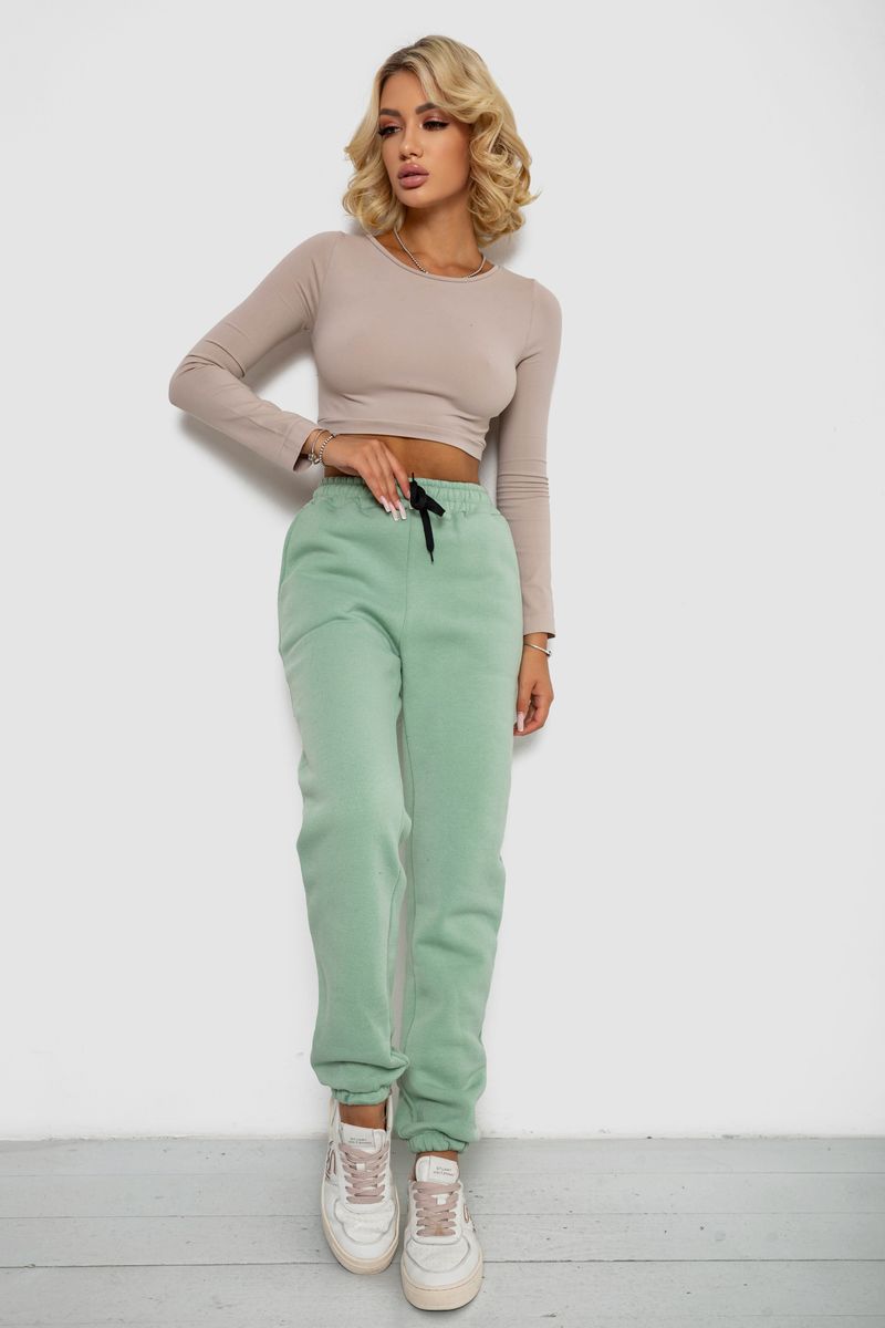 Спортивні штани жіночі на флісі, колір світло-м’ятний, 238R57011