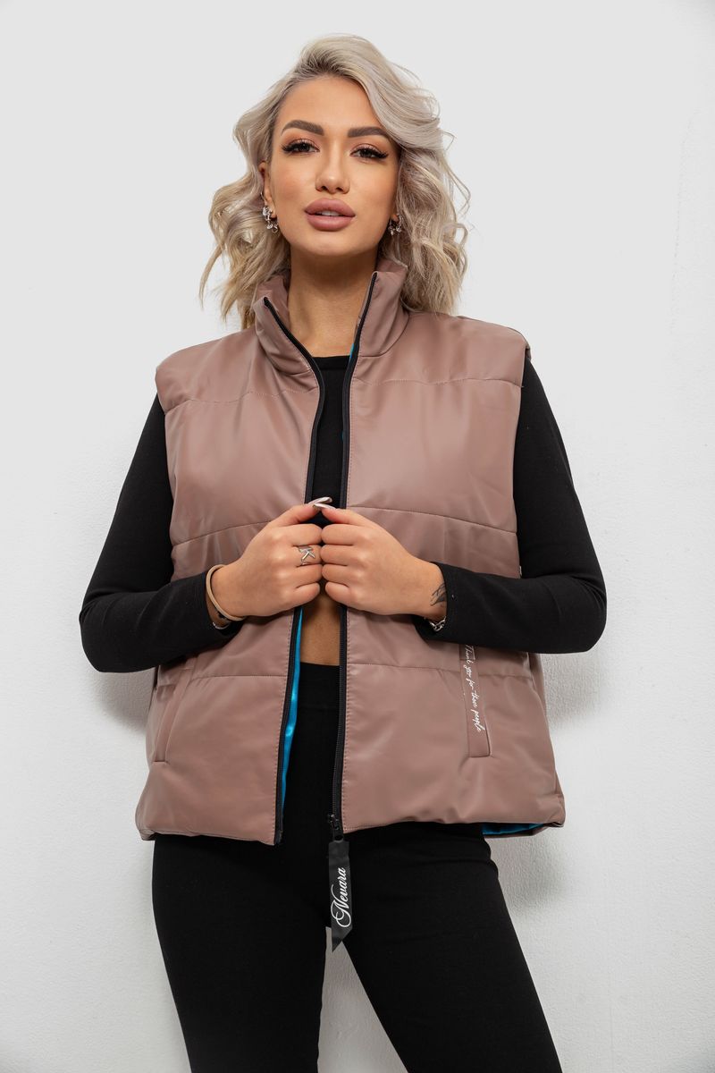 Жилет жіночий демісезонний екошкіра, колір коричневий, 257R98-1