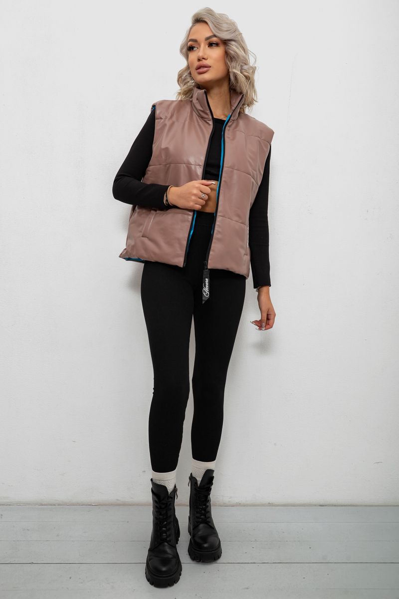 Жилет жіночий демісезонний екошкіра, колір коричневий, 257R98-1