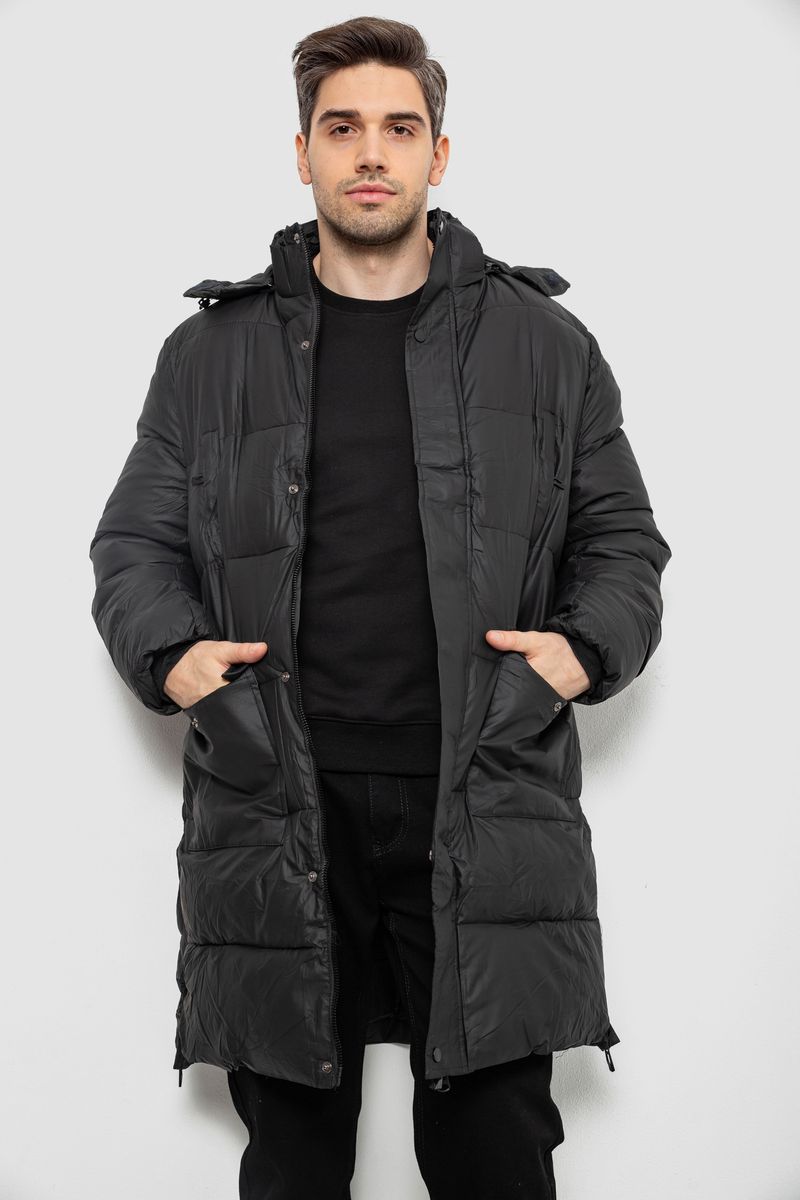 Куртка чоловіча зимова подовжена, колір чорний, 244RH76-30D