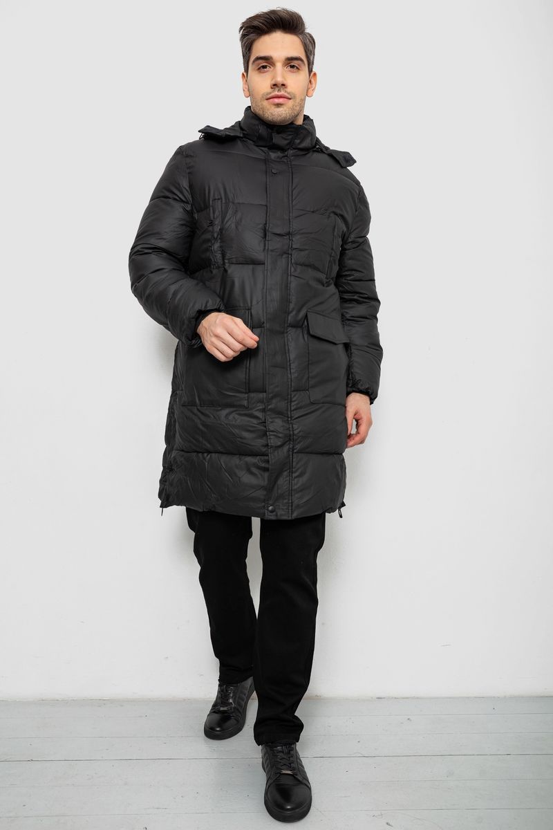 Куртка чоловіча зимова подовжена, колір чорний, 244RH76-30D - Зображення 3