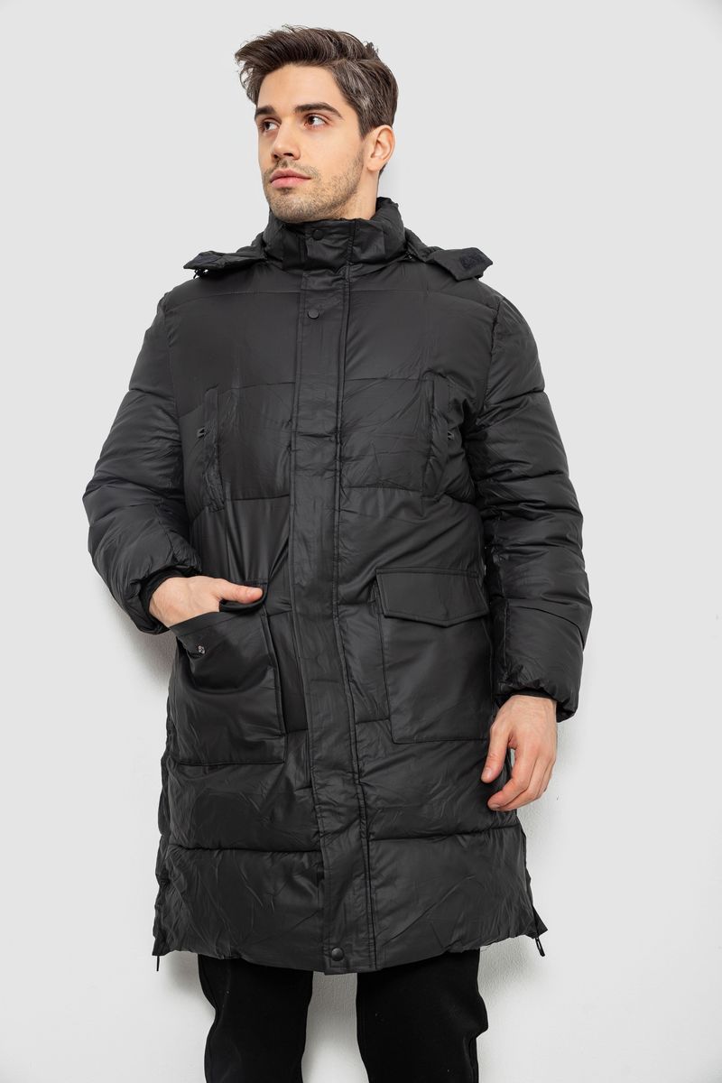 Куртка чоловіча зимова подовжена, колір чорний, 244RH76-30D