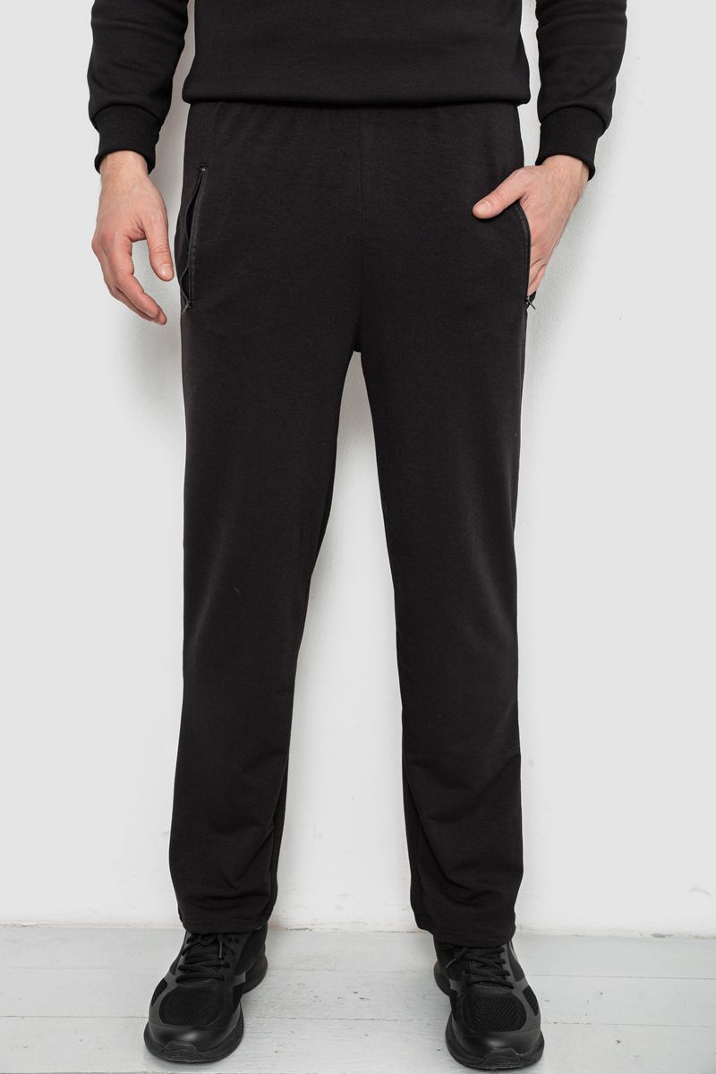 Спортивні штани чоловічі однотонні, колір чорний, 244R41277