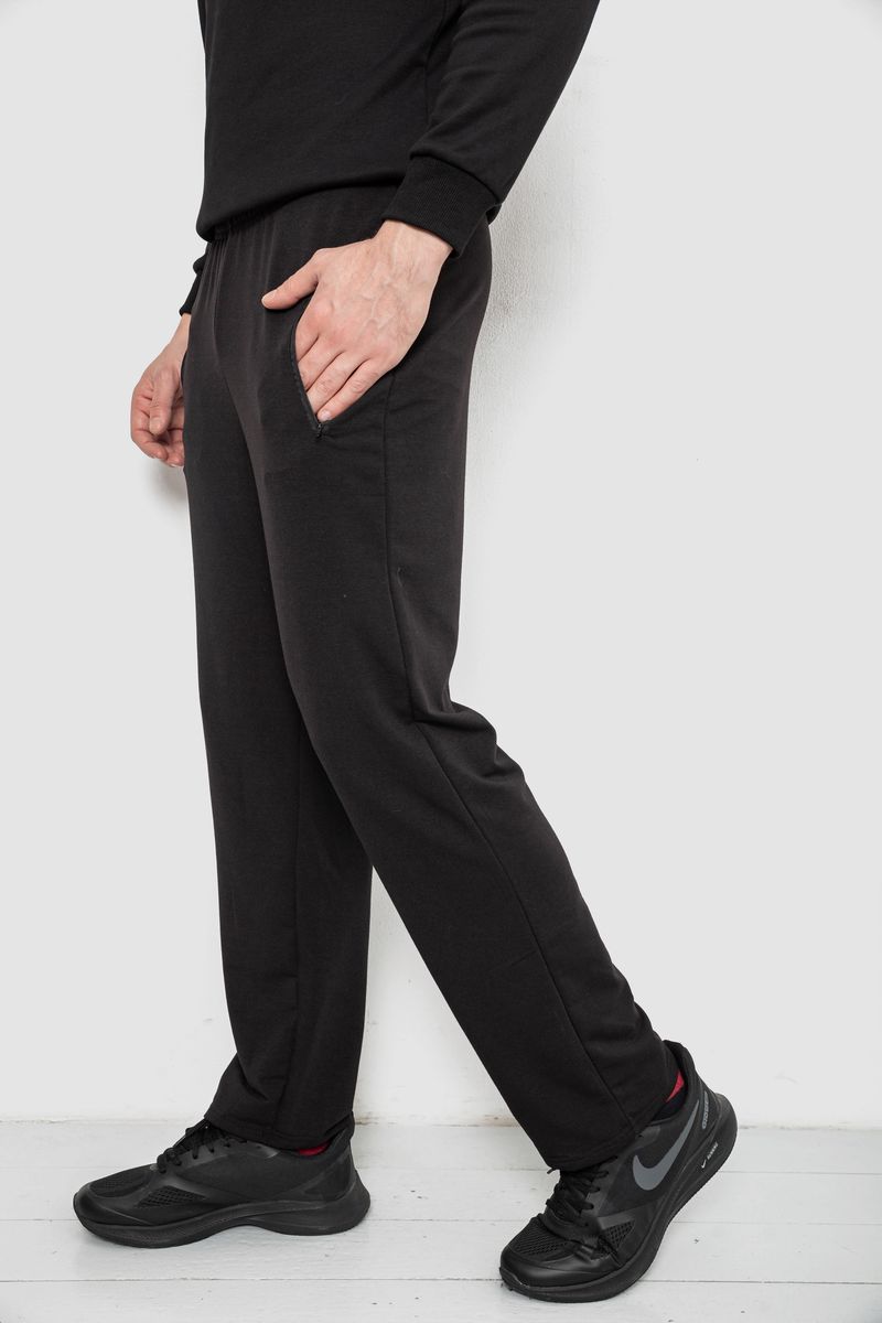 Спортивні штани чоловічі однотонні, колір чорний, 244R41277 - Зображення 3