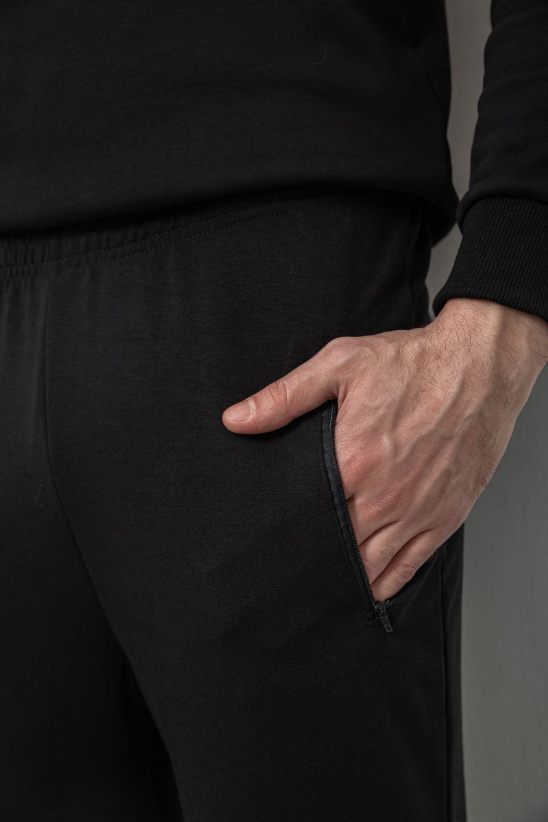 Спортивні штани чоловічі однотонні, колір чорний, 244R41277 - Зображення 5