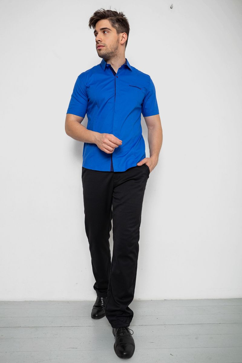 Сорочка чоловіча однотонна класична, колір електрик, 214R7108