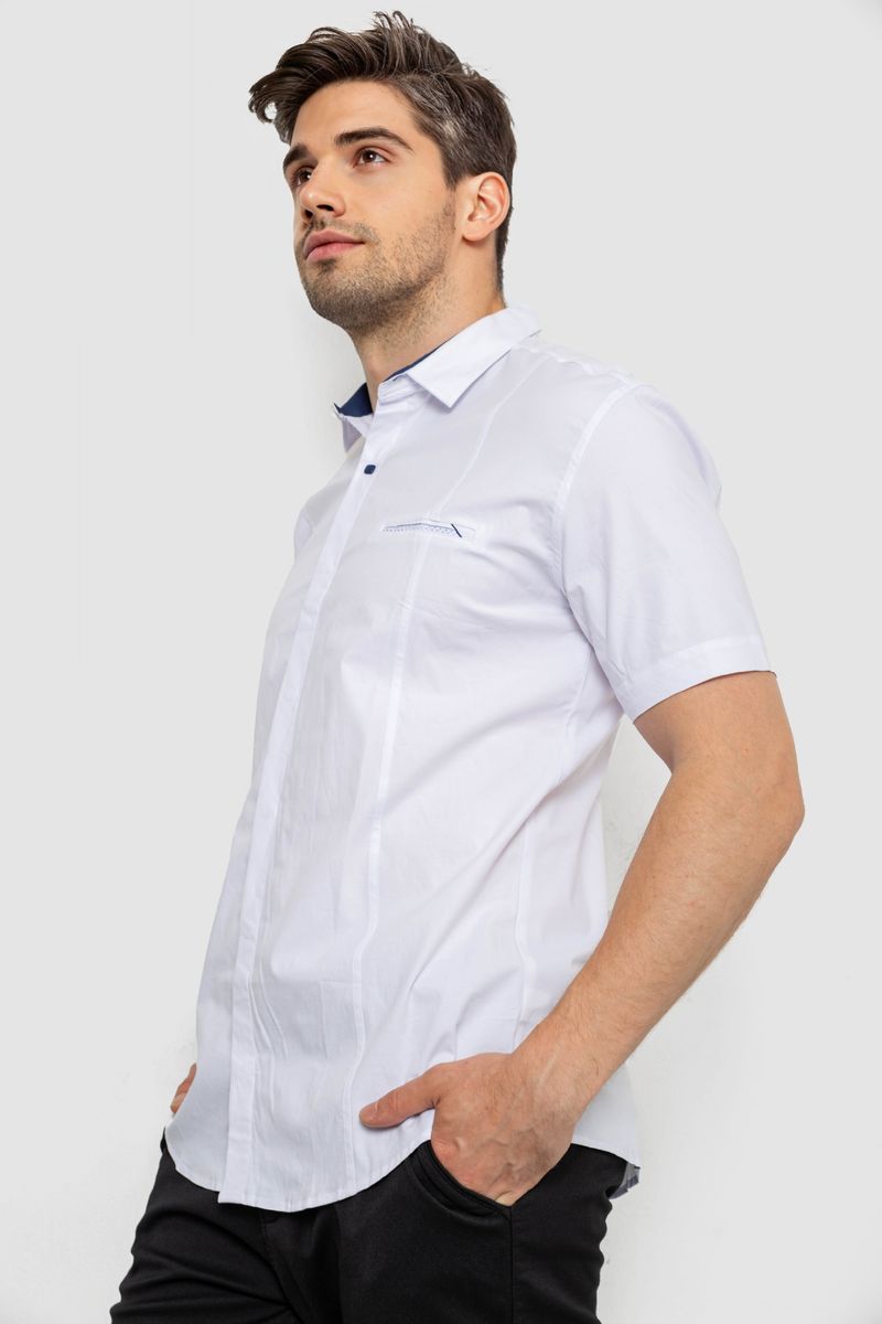 Сорочка чоловіча однотонна класична, колір білий, 214R7108 - Зображення 3