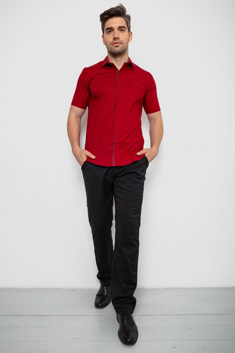 Сорочка чоловіча однотонна класична, колір бордовий, 214R7108