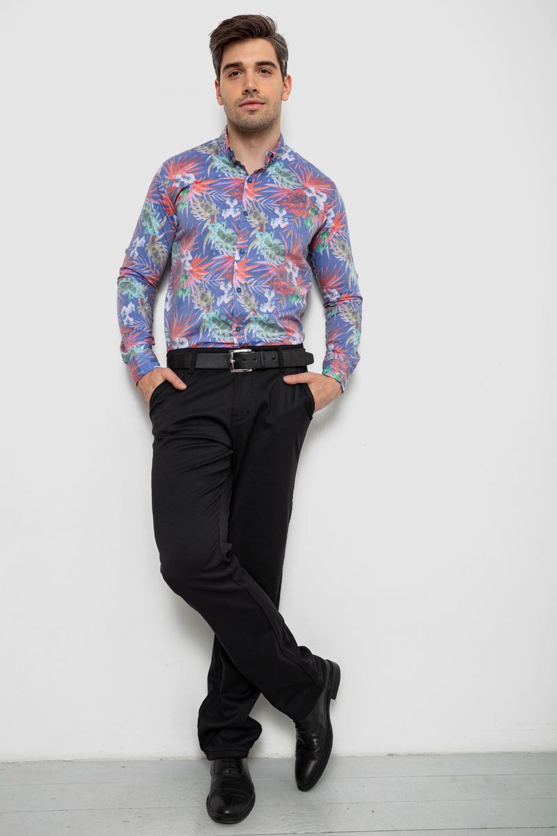 Сорочка чоловіча з принтом 214R1038, колір джинс, 214R3220