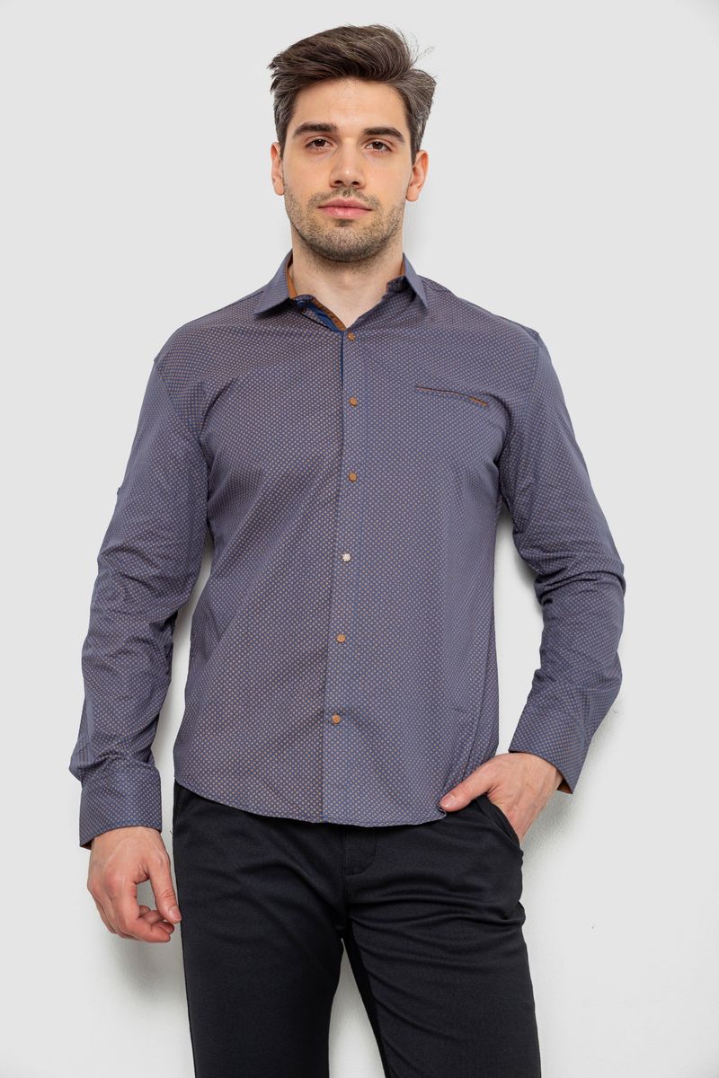 Сорочка чоловіча з принтом, колір синій, 214R7044